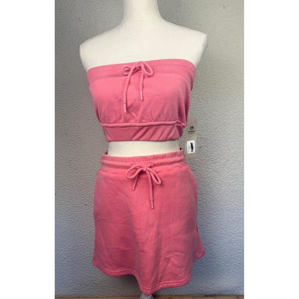 Mono B Skort Set Womens Small Pink Cristina Cropped Tube Top 2 Piece‎ Activewear